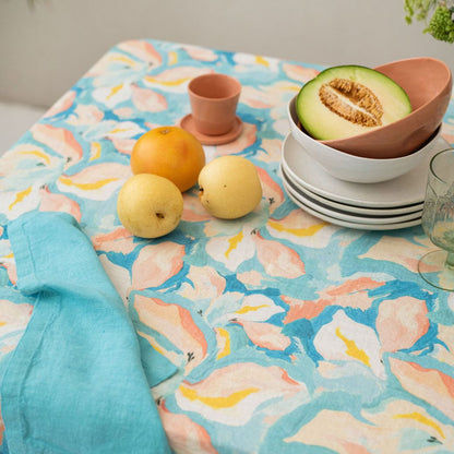 LIMITED EDITION Pastel Iris lino staltiesė — naturalusdrabuziai.lt