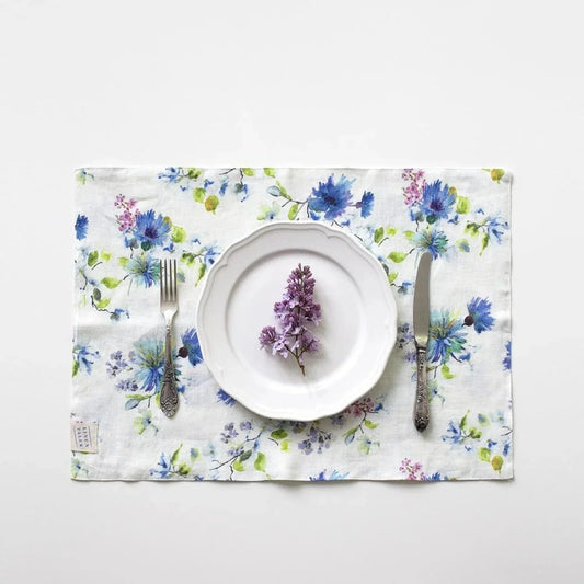 LIMITED EDITION White Flowers lino staltiesėlė — naturalusdrabuziai.lt