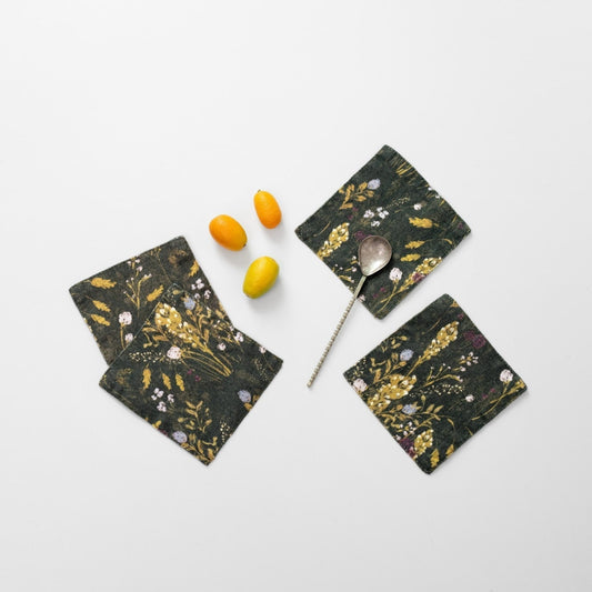 LIMITED EDITION Woodland lino padėkliukų rinkinys 4 vnt. — naturalusdrabuziai.lt
