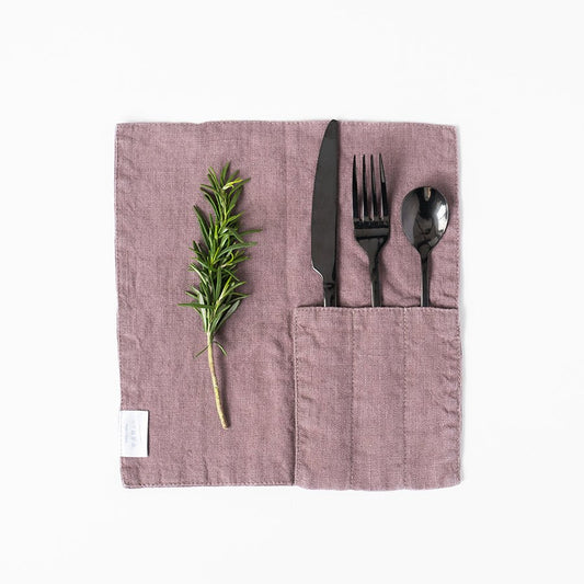 lino Tales Ashes of Roses lino Cutlery Pocket rinkinys 2 vnt. — naturalusdrabuziai.lt