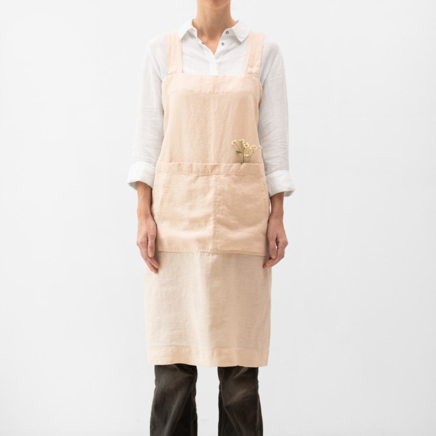 lino Tales Brazilian Sand lino Pinafore prijuostė — naturalusdrabuziai.lt