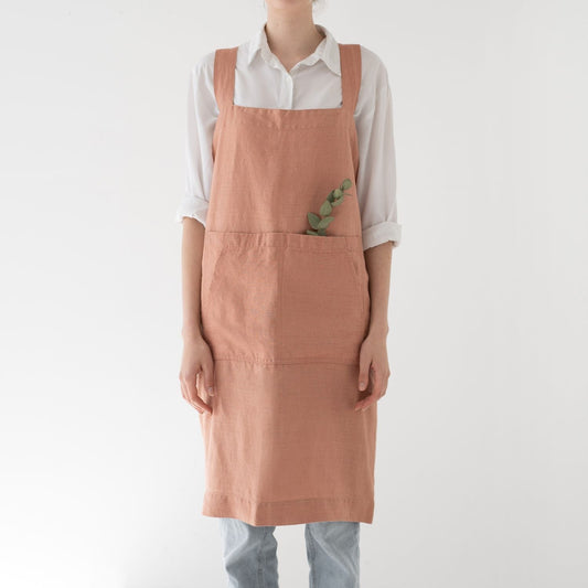 lino Tales Cafe Creme lino Pinafore prijuostė — naturalusdrabuziai.lt