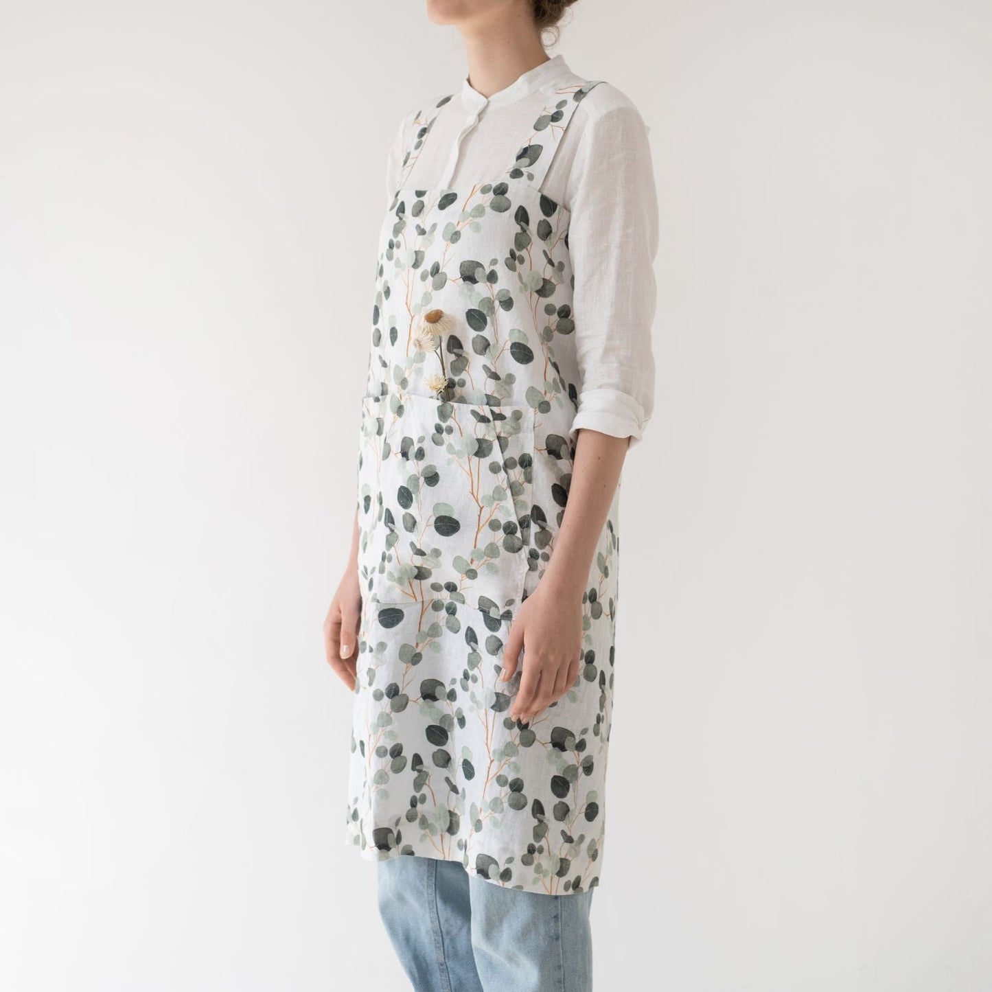 lino Tales Eucalyptus lino Pinafore prijuostė — naturalusdrabuziai.lt