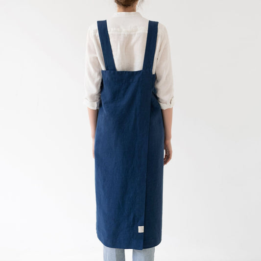 lino Tales Navy lino Pinafore prijuostė — naturalusdrabuziai.lt