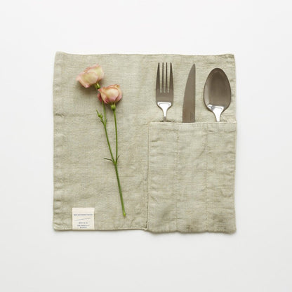 lino Tales Sage lino Cutlery Pocket rinkinys 2 vnt. — naturalusdrabuziai.lt