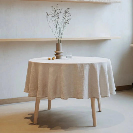 Melange Lightweight lino Round staltiesė — naturalusdrabuziai.lt
