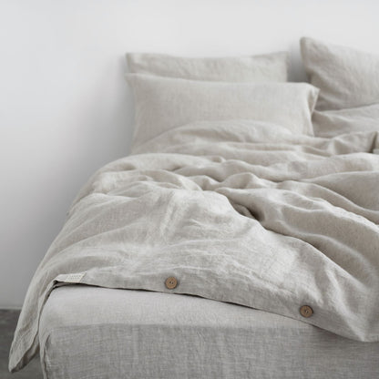 Melange lino antklodės užvalkalas rinkinys — naturalusdrabuziai.lt