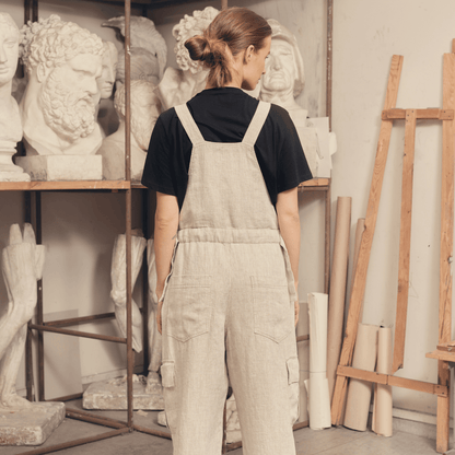 Melange Linen Elm Overalls