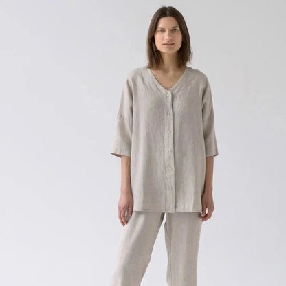 Melange lino Primrose Loungewear rinkinys — naturalusdrabuziai.lt