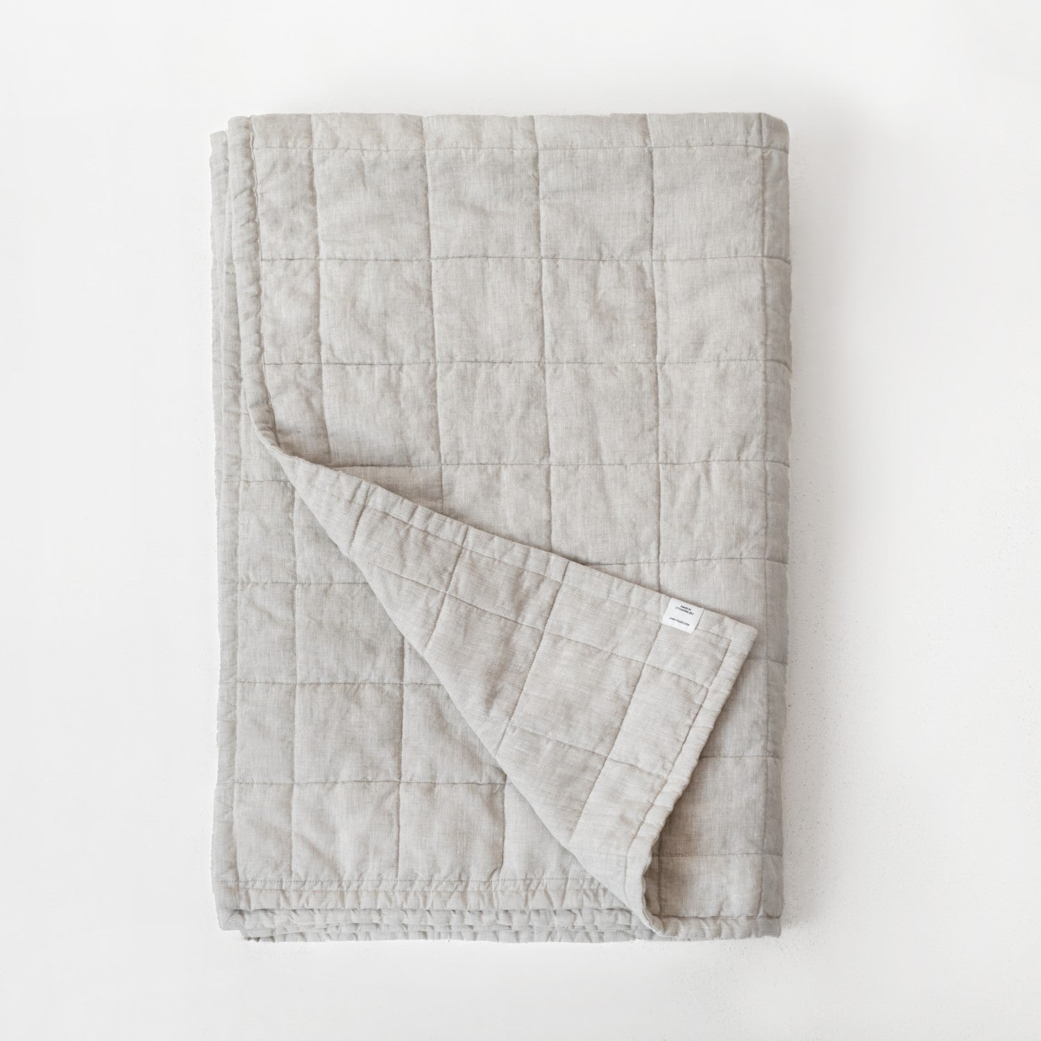 Melange lino Quilted antklodė — naturalusdrabuziai.lt