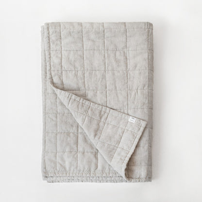 Melange lino Quilted antklodė — naturalusdrabuziai.lt
