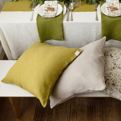 Moss Green lino pagalvėlės užvalkalas — naturalusdrabuziai.lt