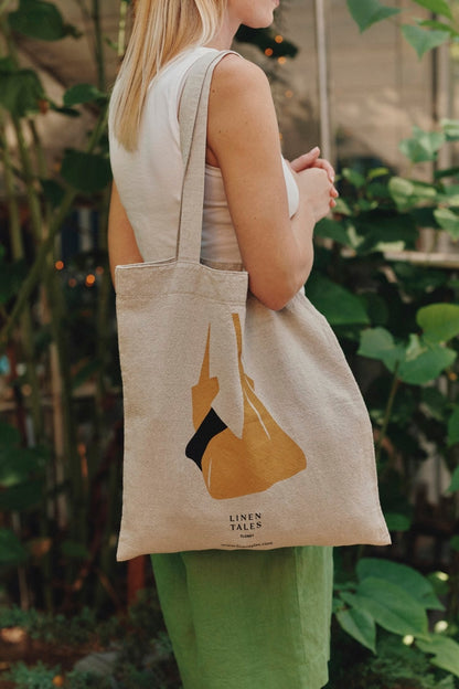 Natural Linen & Cotton Tote Bag with Bag Print