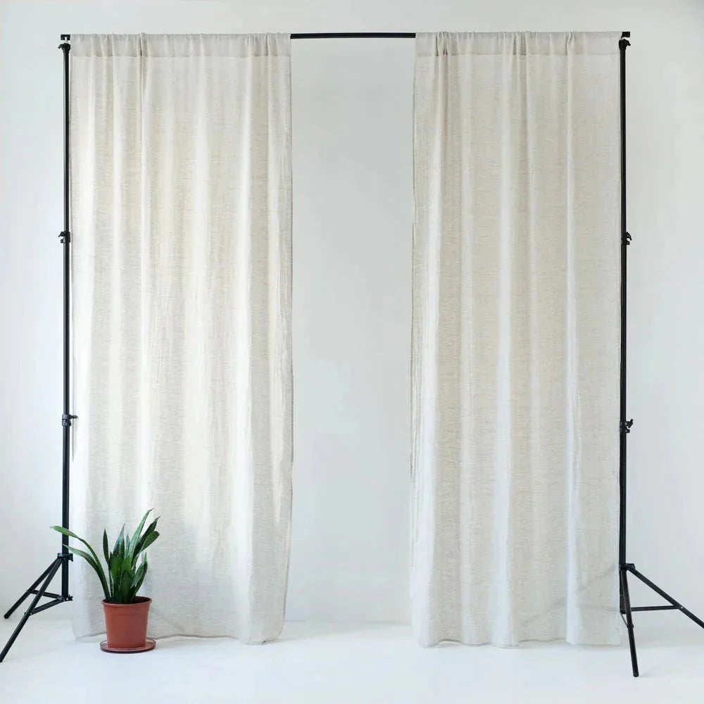 Natural lino Daytime Rod Pocket Curtain rinkinys 2 vnt. — naturalusdrabuziai.lt