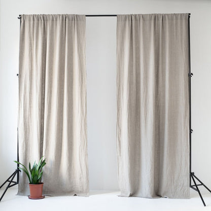 Natural lino Night Time Rod Pocket Curtain rinkinys 2 vnt. — naturalusdrabuziai.lt