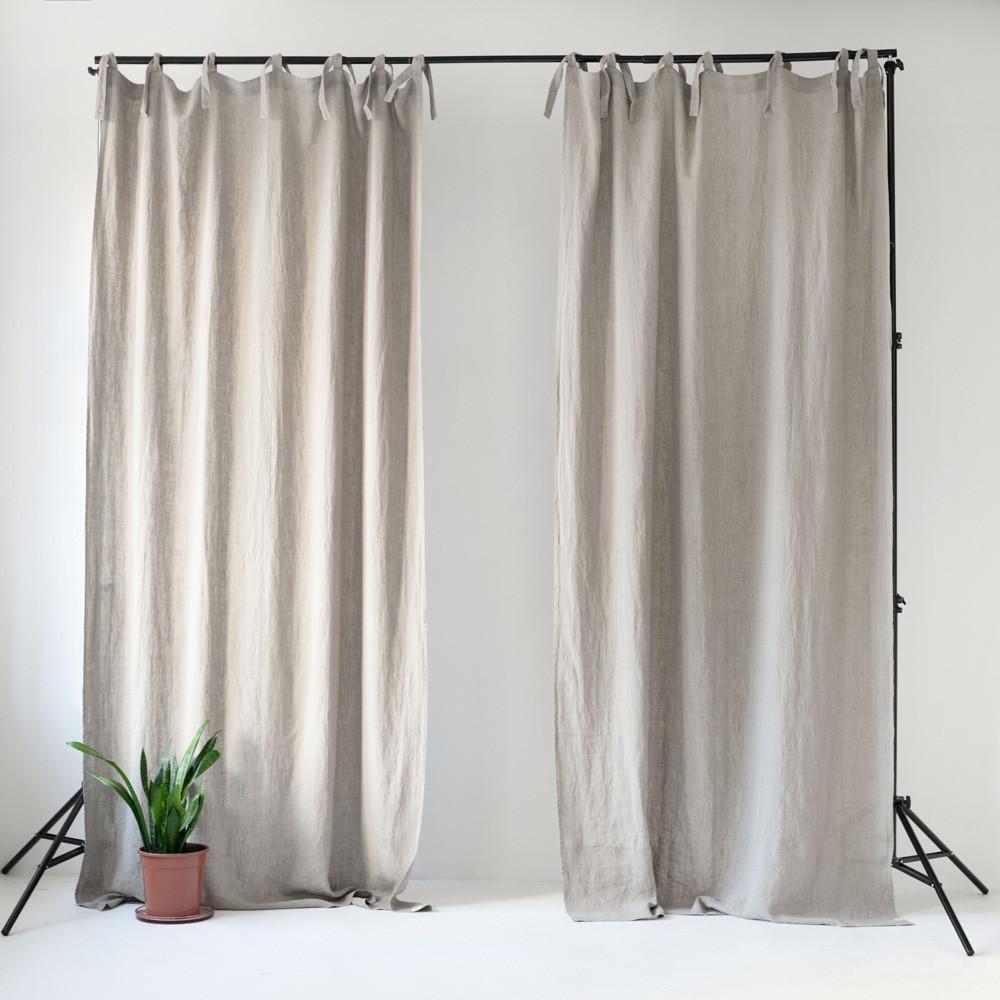 Natural lino Night Time Tie viršus Curtain rinkinys 2 vnt. — naturalusdrabuziai.lt