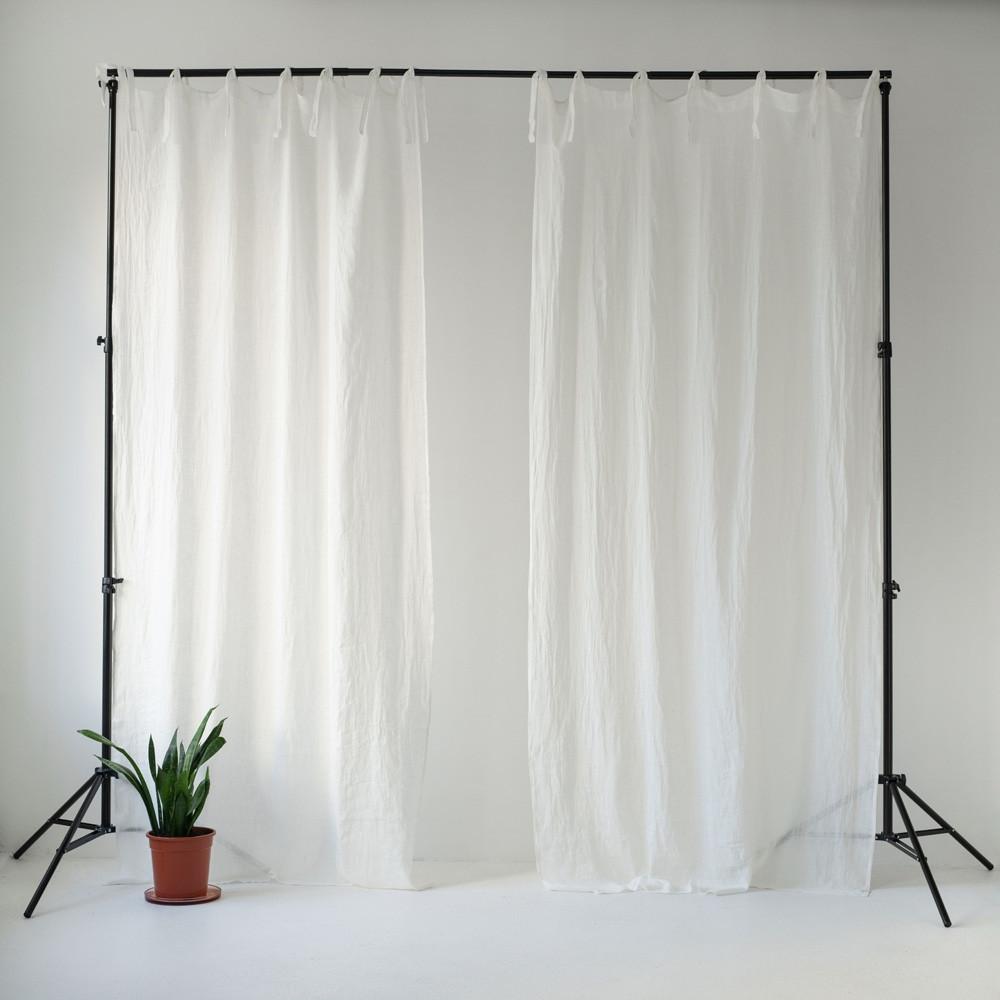 Optical White lino Daytime Tie viršus Curtain rinkinys 2 vnt. — naturalusdrabuziai.lt