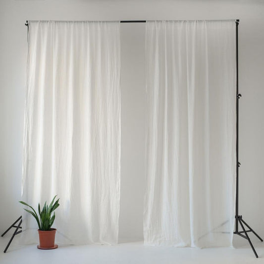 Optical White lino Daytime Tunnel viršus Curtain rinkinys 2 vnt. — naturalusdrabuziai.lt