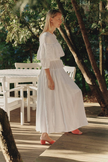 Optical White Linen Fantasia Dress