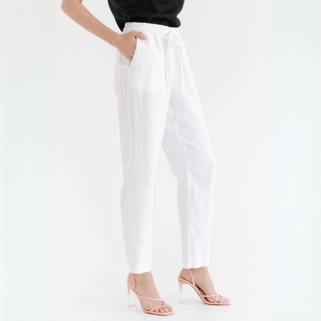 Optical White Linen Octave Trousers