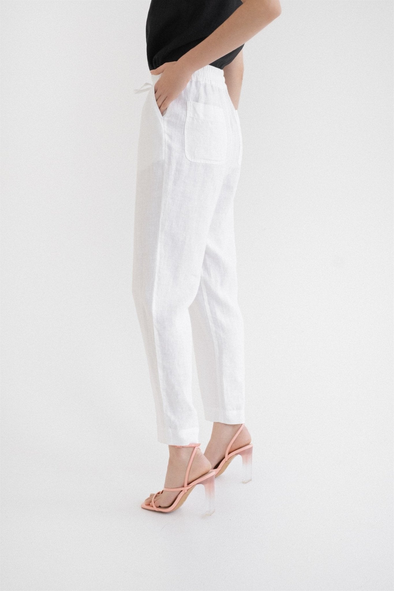 Optical White lino Octave kelnės — naturalusdrabuziai.lt