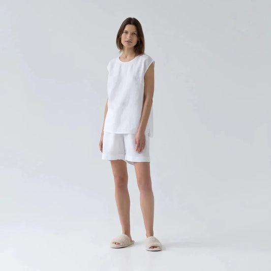Optical White lino Verbena Pyjama rinkinys — naturalusdrabuziai.lt