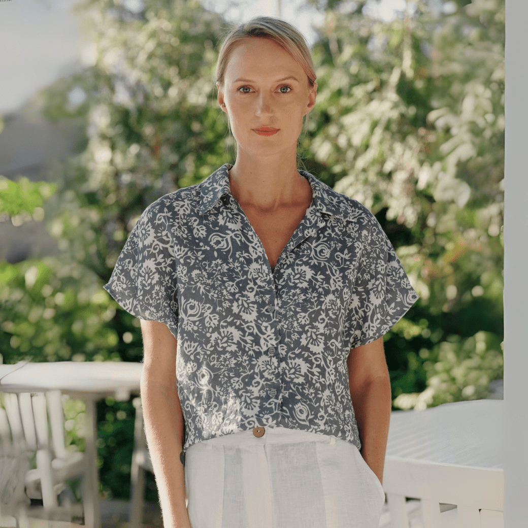Porcelain Flowers Linen Melody Shirt