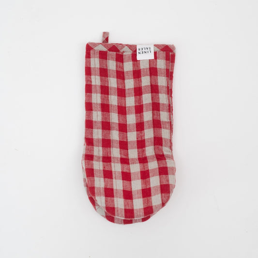 Red Gingham lino virimo pirštinė — naturalusdrabuziai.lt