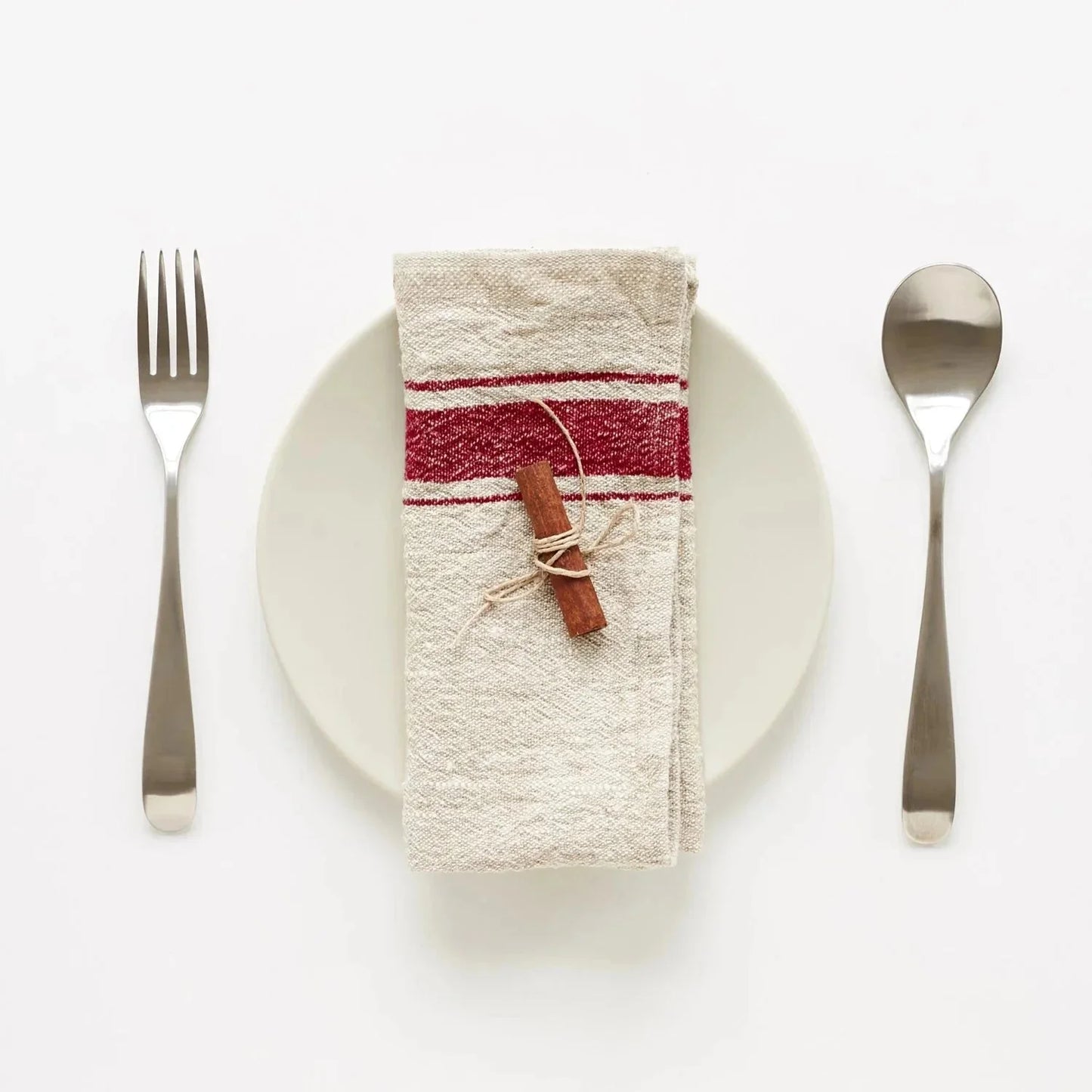 Red Stripe Vintage lino servetėlių rinkinys 2 vnt. — naturalusdrabuziai.lt