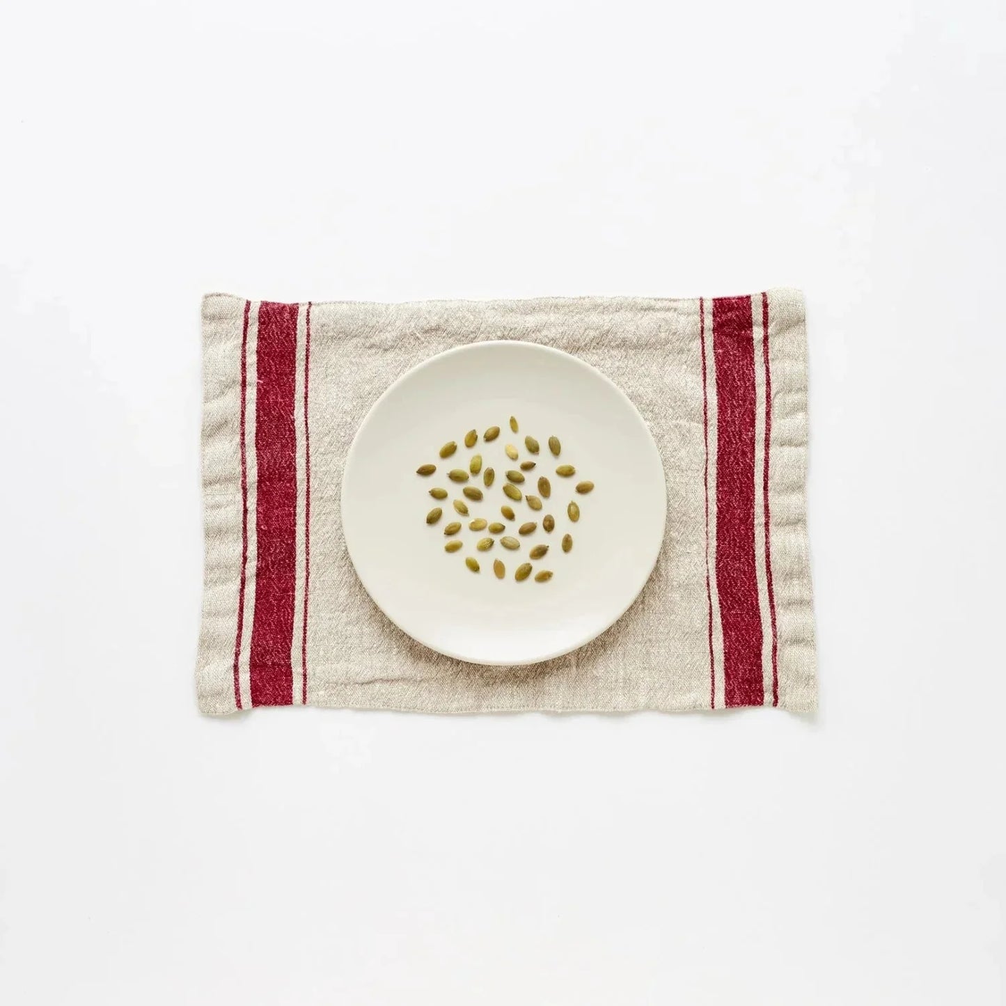 Red Stripe Vintage lino staltiesėlė — naturalusdrabuziai.lt
