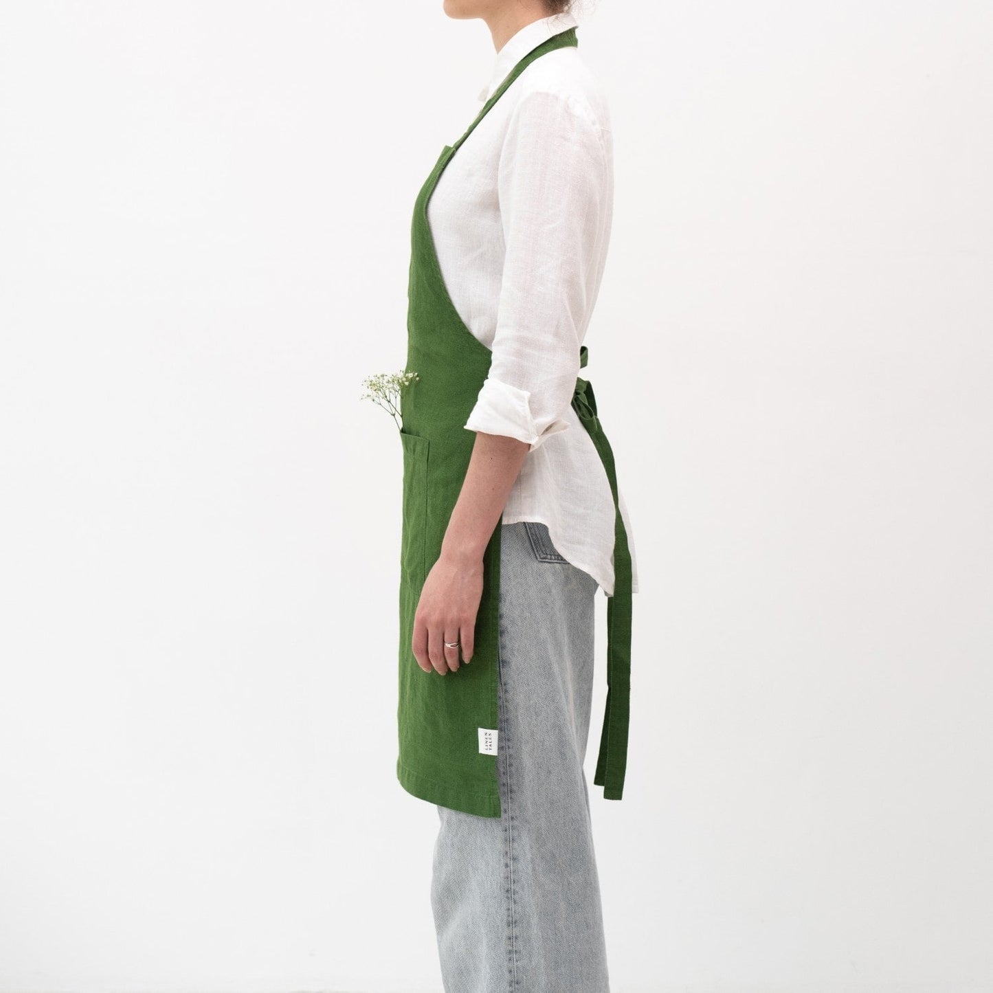 True Green lino kasdienė prijuostė — naturalusdrabuziai.lt
