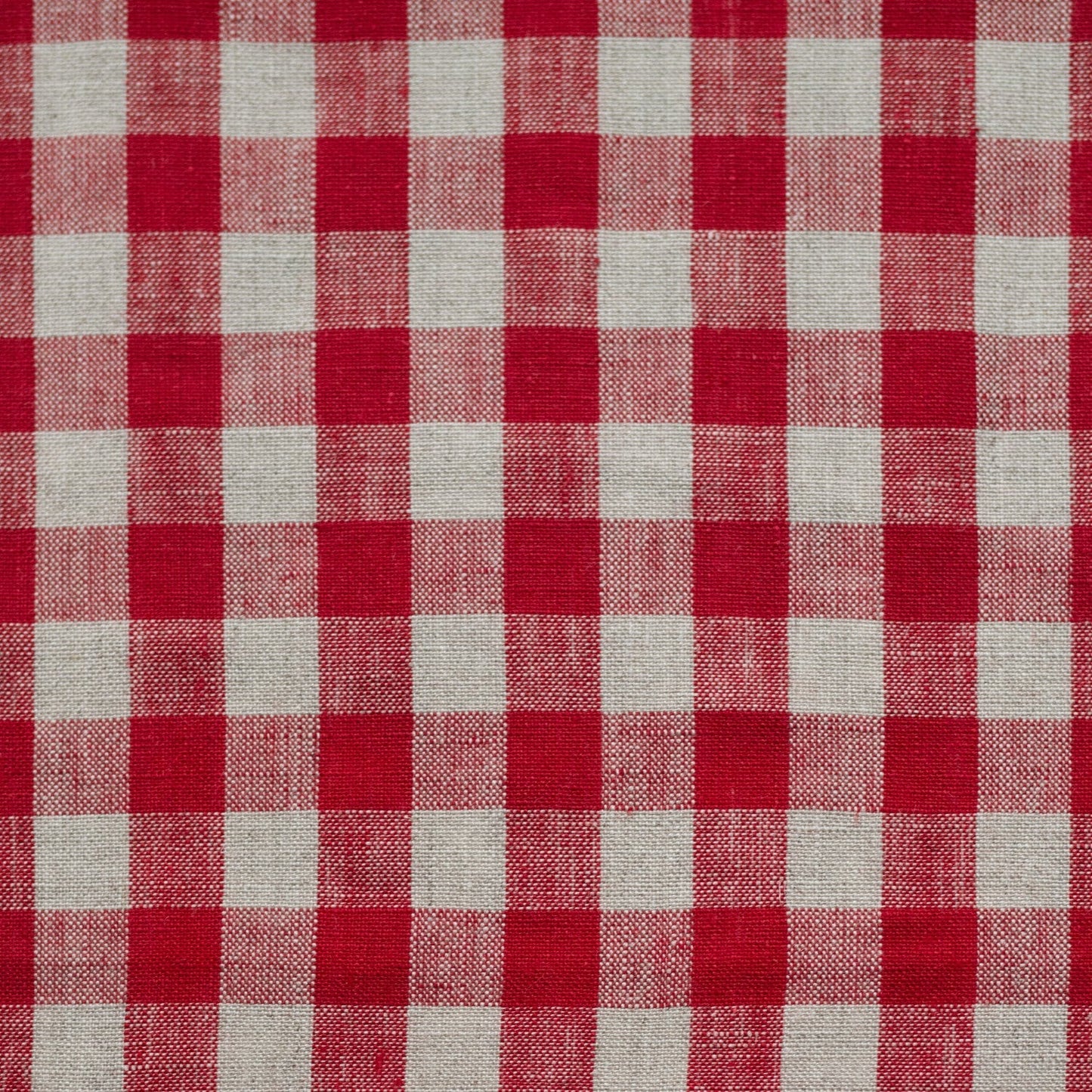 Unwashed Red Gingham Fabric 190 g/sq.m — naturalusdrabuziai.lt