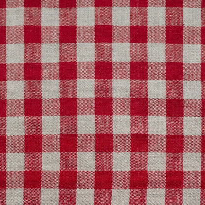 Unwashed Red Gingham Fabric 190 g/sq.m — naturalusdrabuziai.lt