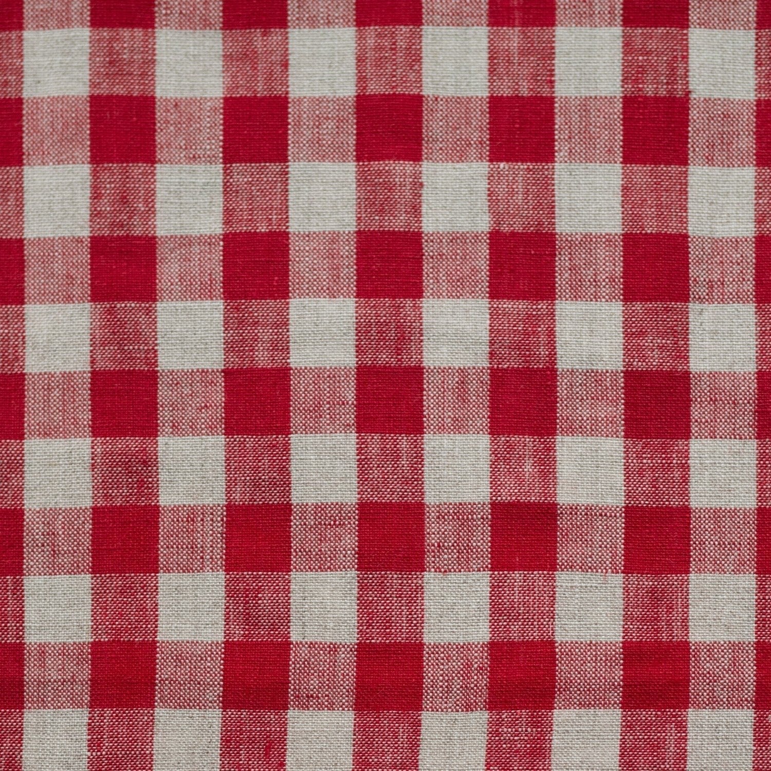 Unwashed Red Gingham Fabric 190 g/sq.m — naturalusdrabuziai.lt
