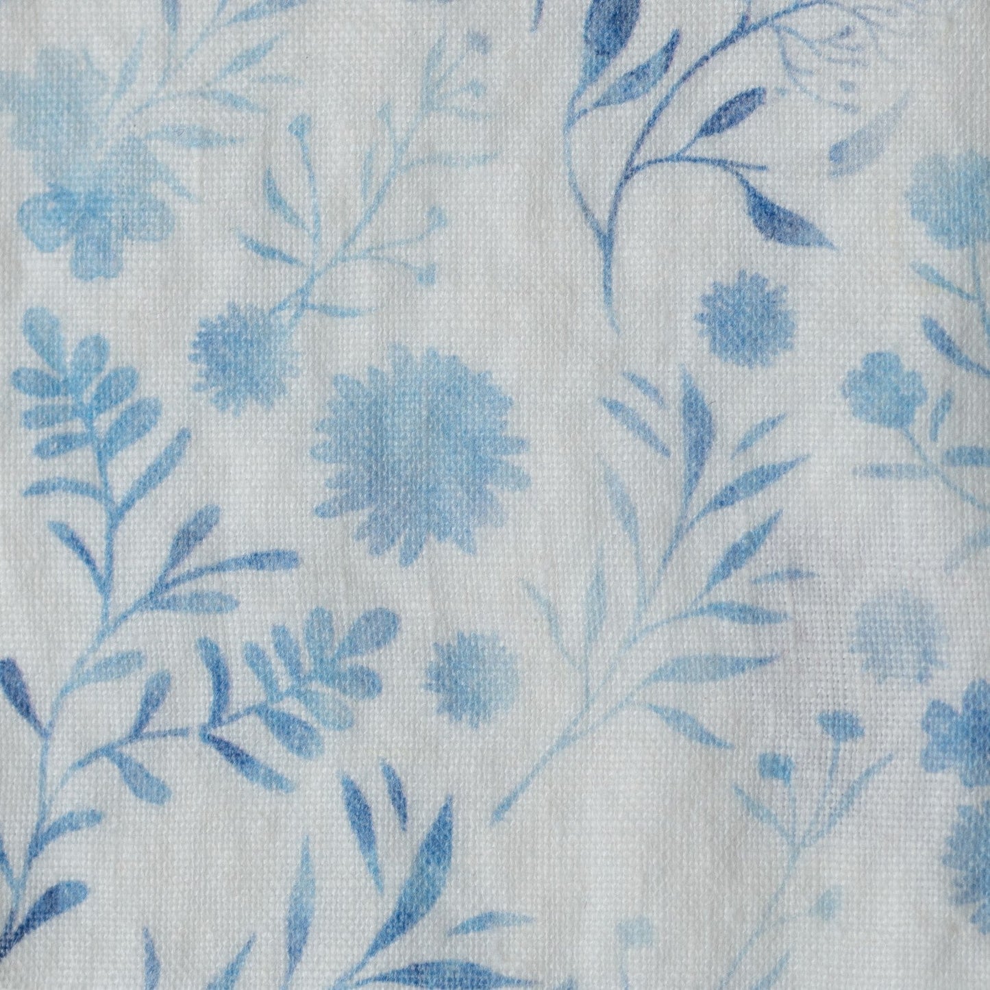 Unwashed White Botanical Blue lino Fabric 185 g/sq.m — naturalusdrabuziai.lt