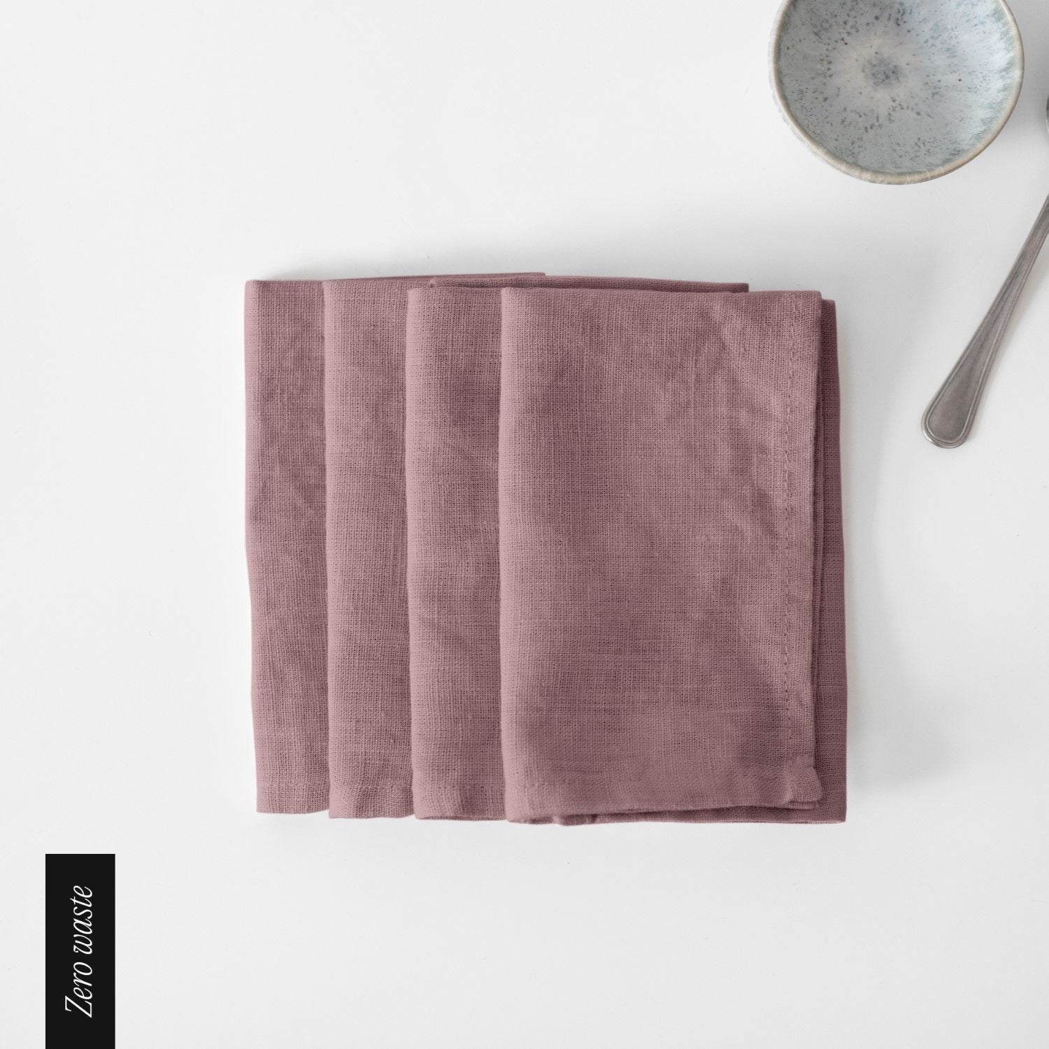 Zero Waste Ashes of Roses lino servetėlių rinkinys 4 vnt. — naturalusdrabuziai.lt