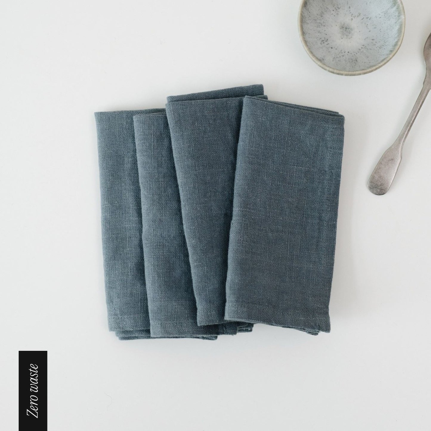 Zero Waste Blue Fog lino servetėlių rinkinys 4 vnt. — naturalusdrabuziai.lt
