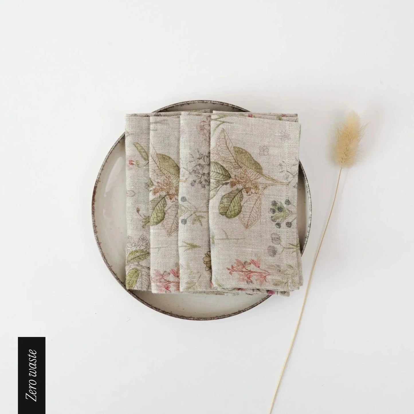 Zero Waste Botany lino servetėlių rinkinys 4 vnt. — naturalusdrabuziai.lt