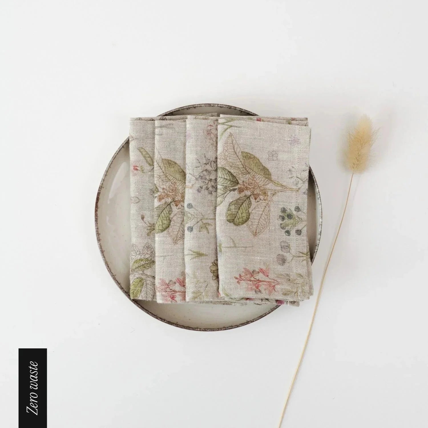 Zero Waste Botany lino servetėlių rinkinys 4 vnt. — naturalusdrabuziai.lt