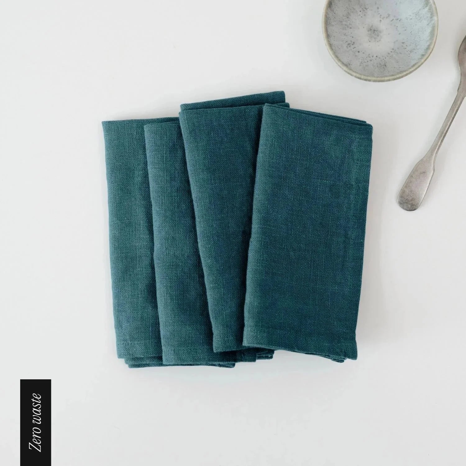 Zero Waste Deep Water lino servetėlių rinkinys 4 vnt. — naturalusdrabuziai.lt