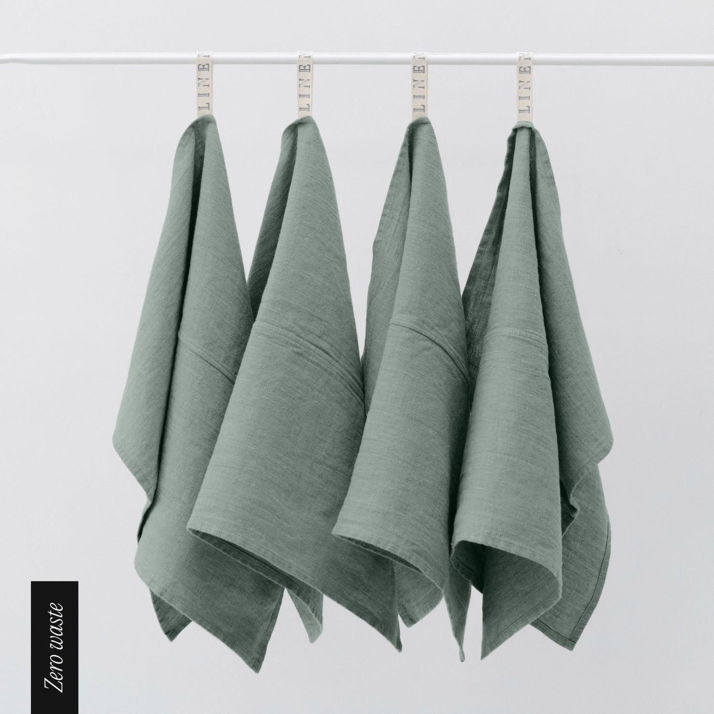 Zero Waste Green Milieu lino virtuvinė servetės rinkinys 4 vnt. — naturalusdrabuziai.lt