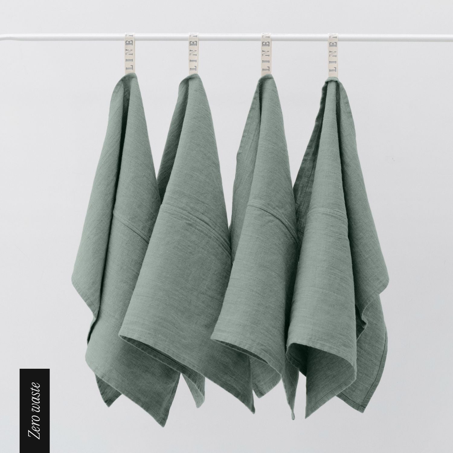 Zero Waste Green Milieu lino virtuvinė servetės rinkinys 4 vnt. — naturalusdrabuziai.lt