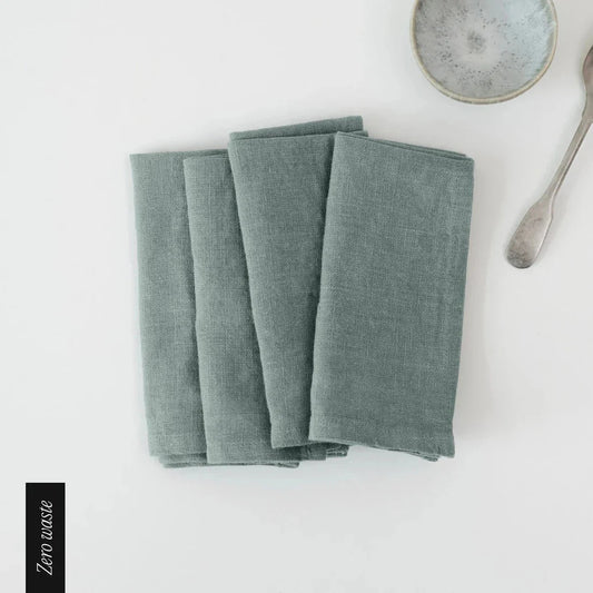 Zero Waste Green Milieu lino servetėlių rinkinys 4 vnt. — naturalusdrabuziai.lt