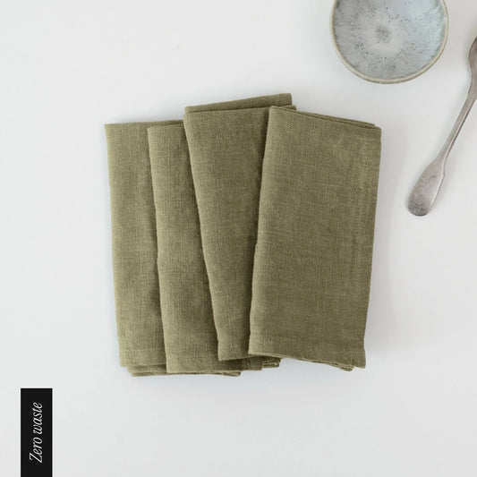 Zero Waste Martini Olive lino servetėlių rinkinys 4 vnt. — naturalusdrabuziai.lt