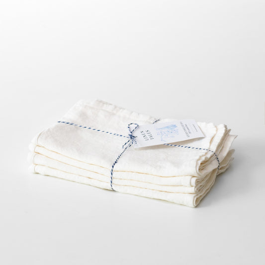 Zero Waste Off-White lino virtuvinė servetės rinkinys 4 vnt. — naturalusdrabuziai.lt
