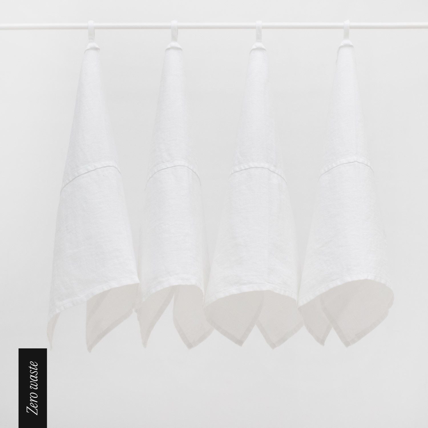 Zero Waste Optical White lino virtuvinė servetės rinkinys 4 vnt. — naturalusdrabuziai.lt