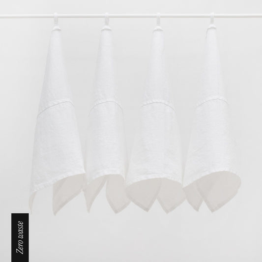 Zero Waste Optical White lino virtuvinė servetės rinkinys 4 vnt. — naturalusdrabuziai.lt