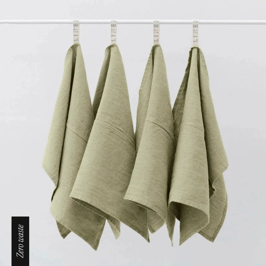 Zero Waste Sage lino virtuvinė servetės rinkinys 4 vnt. — naturalusdrabuziai.lt