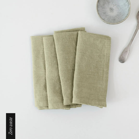 Zero Waste Sage lino servetėlių rinkinys 4 vnt. — naturalusdrabuziai.lt